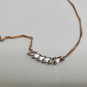 Rose Gold Necklace Chain Rhinestone Cluster‎ Dainty